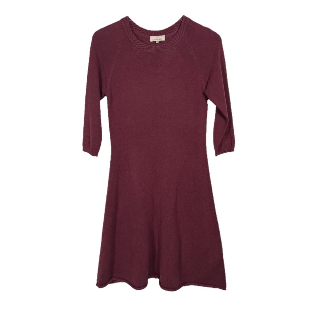 Aritzia Sunday Best Tolle Knit Burgundy Maroon Fit & Flare Mini Dress Size Small